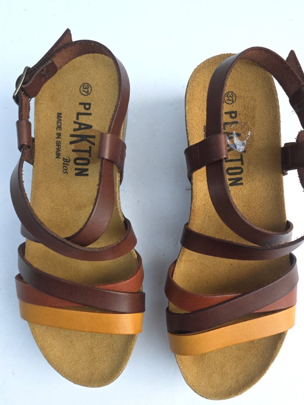Plakton SO SONG women's wedge sandals in a brown and camel color - Picture 2 of 10